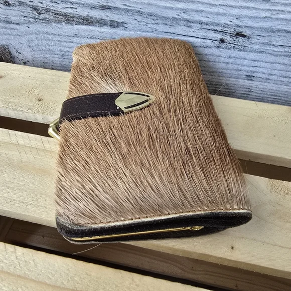 Vintage Bi Fold Fur Wallet Genuine Springbok Small - Picture 9 of 9